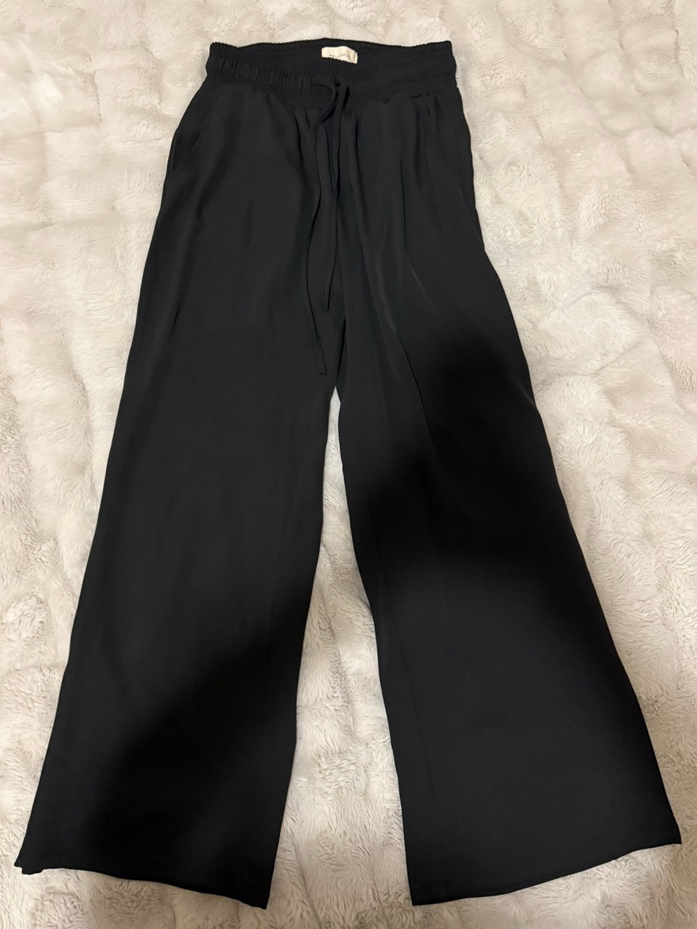 Women's Black Wide-Leg Drawstring Pants